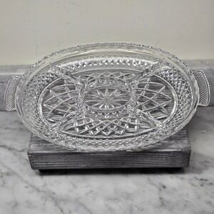 OLIVIA Fine Full Lead Glass Crystal Oval Relish Serving Dish Western Germany 14"